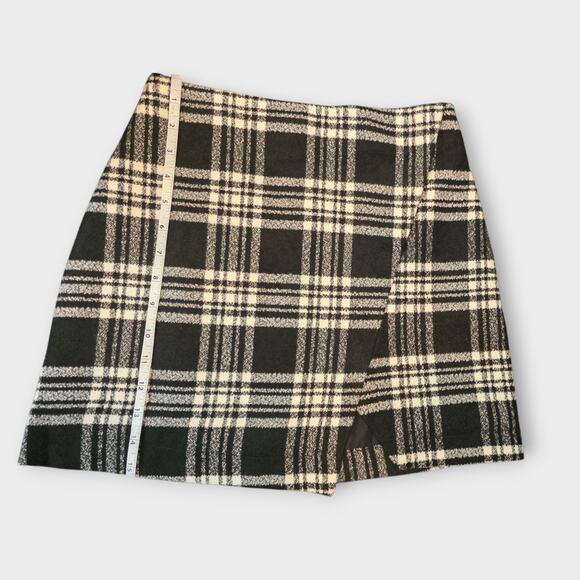 Y2K Abercrombie & Fitch Wool Mini Skirt Sz 00 Black Plaid White Tartan Twee Core - Picture 10 of 12